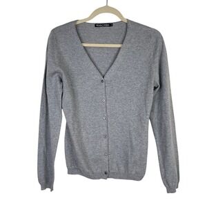 Woolovers Womens Silk Cotton Button Up‎ Cardigan Sweater V Neck Gray Size Small